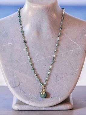 18” Moss Agate Rosary Chain with raw Chrysoprase  🤩